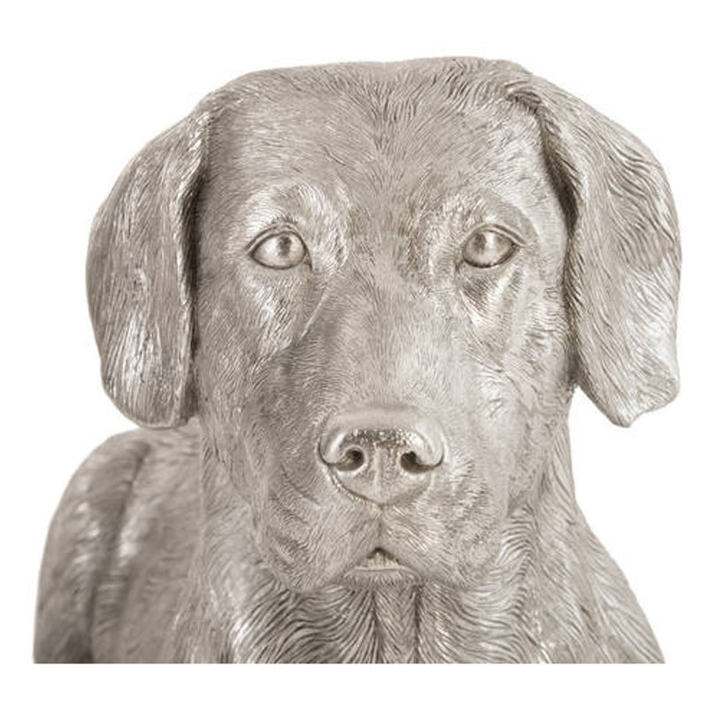 Labrador Retriever Laying Dog Sculpture-Liquid Silver