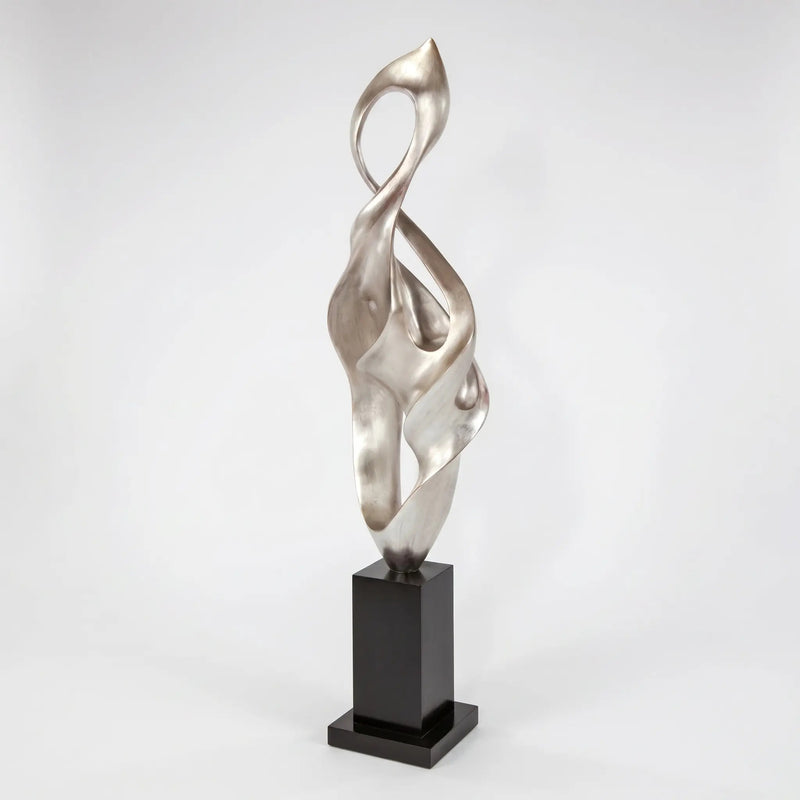 Silvery Flame Modern Floor Sculpture