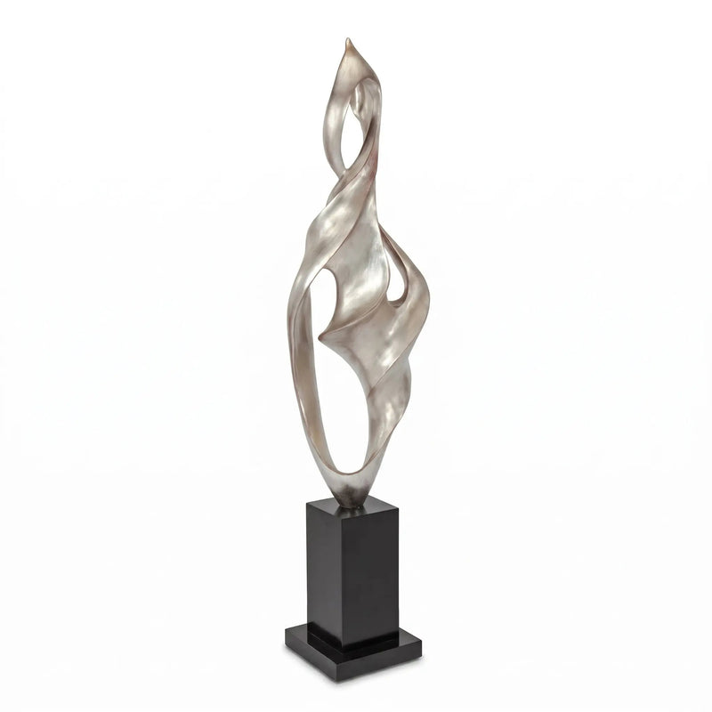 Silvery Flame Modern Floor Sculpture