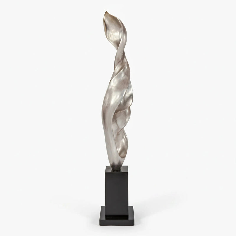 Silvery Flame Modern Floor Sculpture