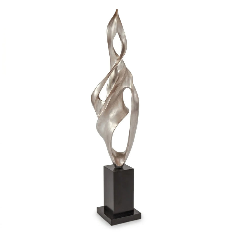 Silvery Flame Modern Floor Sculpture