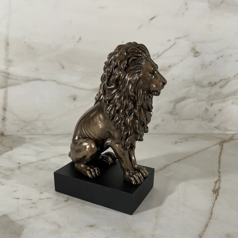 Sitting Lion Statue on Base