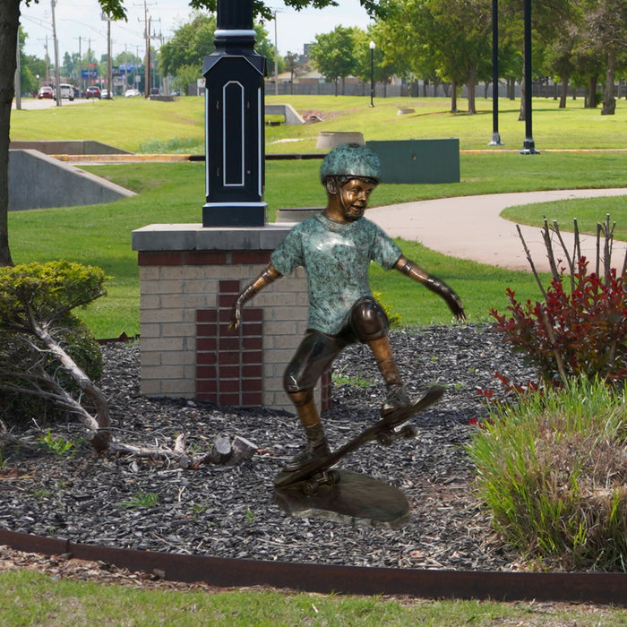 Boy Skateboarding Bronze Sculpture