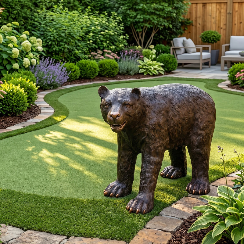 Walking Black Bear Cub Bronze Sculpture-36"L