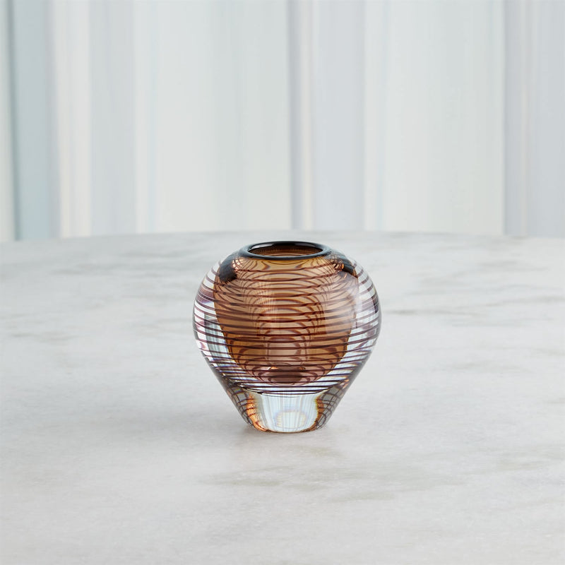 Art Glass Spiral Amber Vase