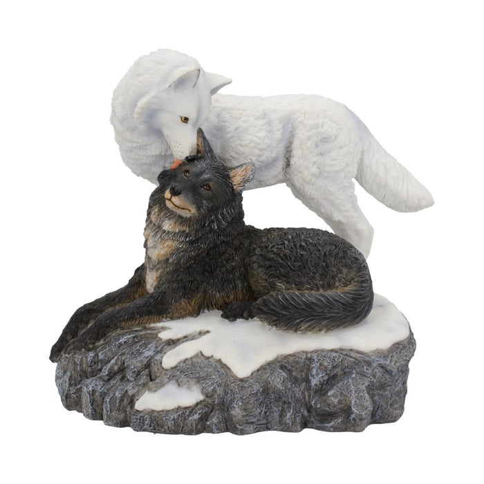 Snow Kisses Wolf Statue by Lisa Parker