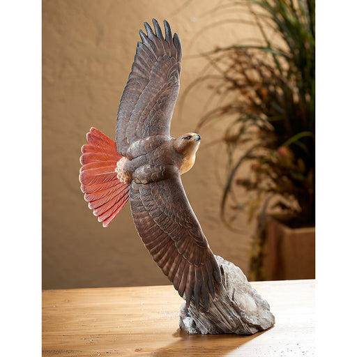 Soaring Red-Tailed Hawk Sculpture