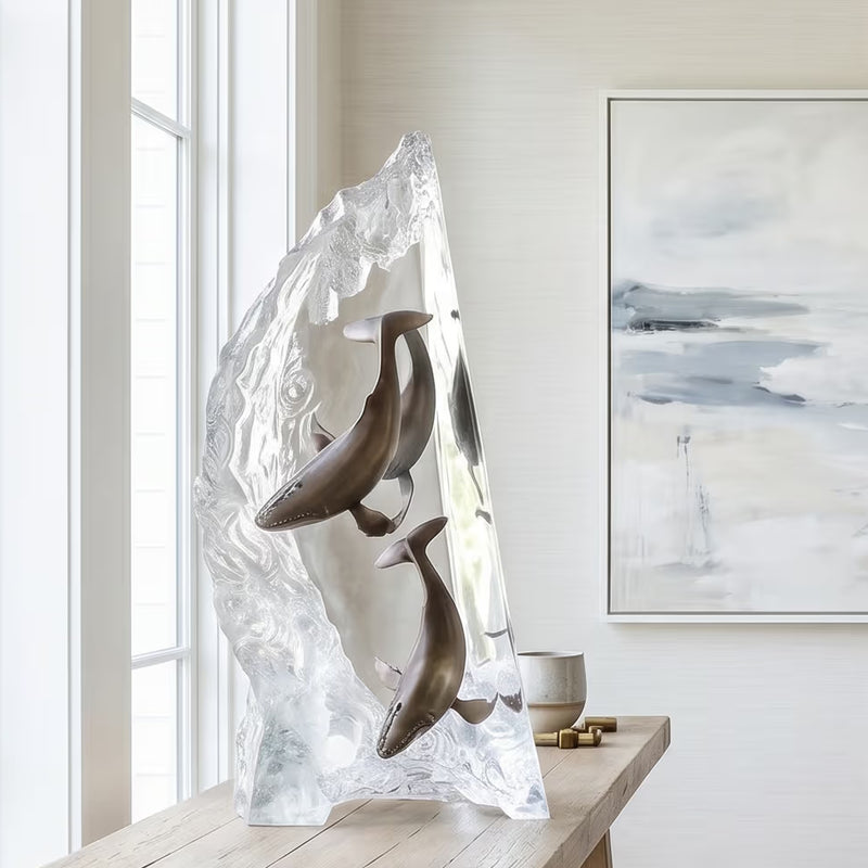 modern table top whale sculpture