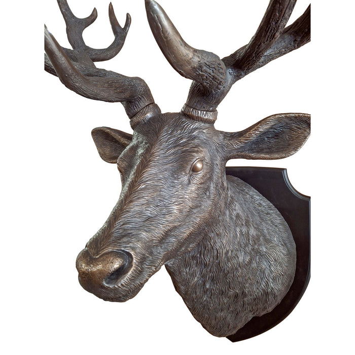 Stag Deer Head Wall Sculpture-Faux Bronze