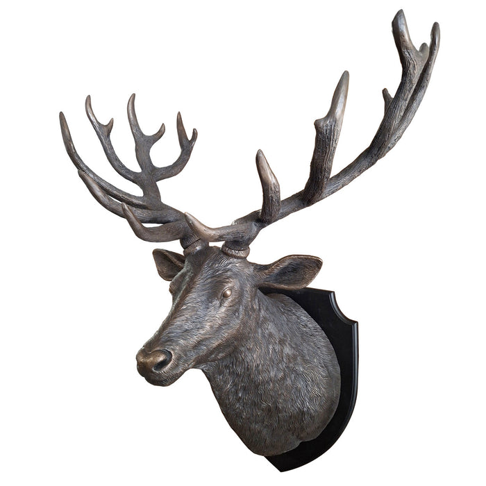 Stag Deer Head Wall Sculpture-Faux Bronze