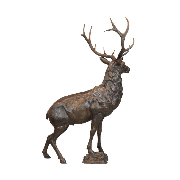 Large Standing Elk Bronze Sculpture