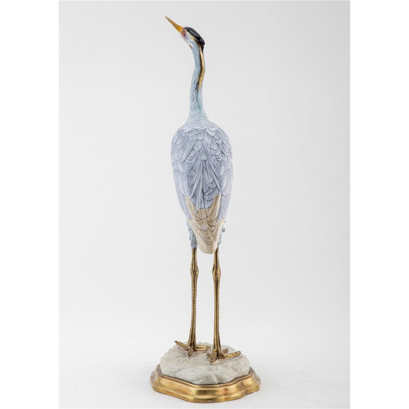 Blue Heron Sculpture-Porcelain & Bronze