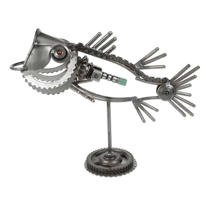 Metal Steampunk Large Mouth Bass Fish Sculpture