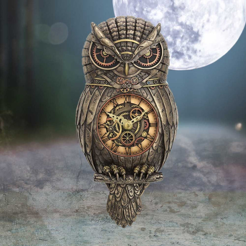 Steampunk Owl Pendulum Wall Clock