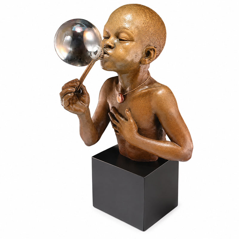 Thomas Blackshear Sculpture. Title: Summer Days. African American Boy Blowing Bubbles