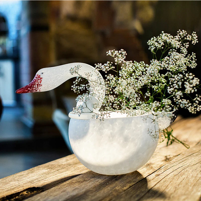 Art Glass Cygnet Swan Bowl by Borowski