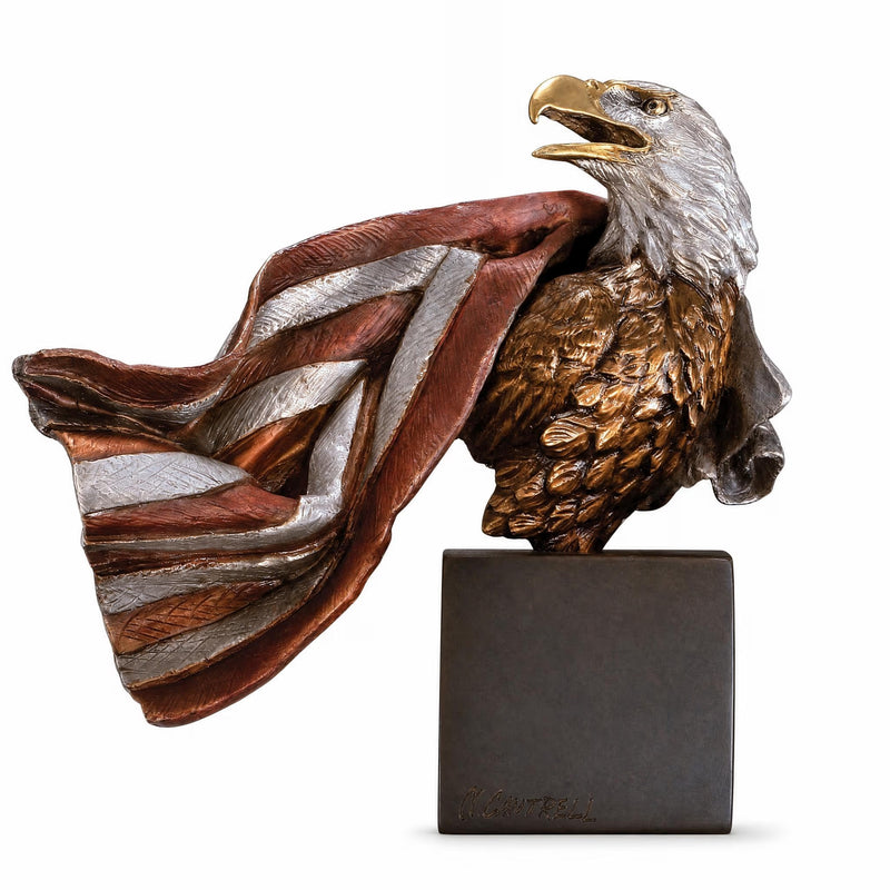 eagle with flag bronze statue