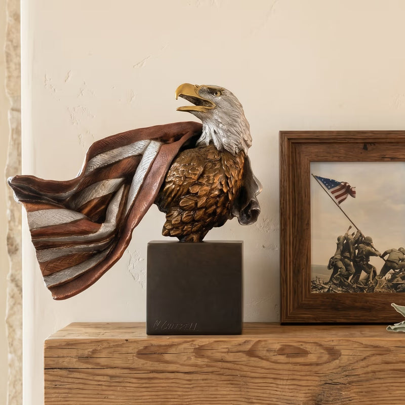 Symbols of Honor-Eagle with Flag Sculpture by Kitty Cantrell