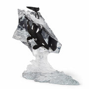 Orca whales table top  art sculpture in lucite on white background