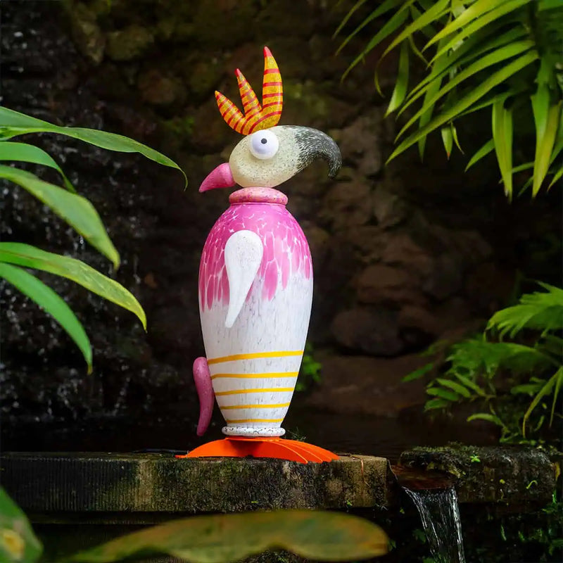 Taco the Cockatoo Art Glass Sculpture by Borowski-White