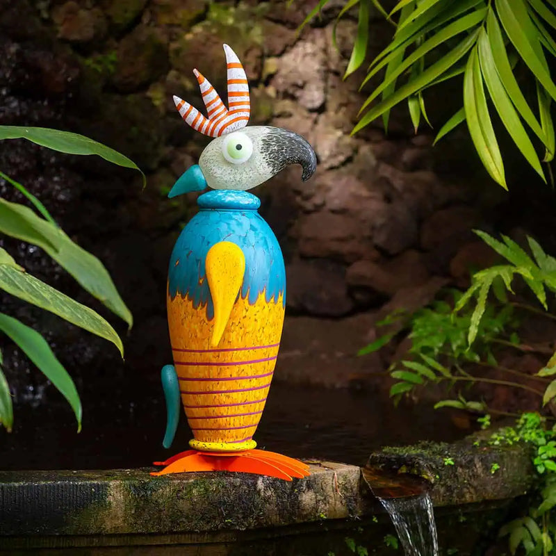 Taco the Cockatoo Art Glass Sculpture by Borowski-Yellow