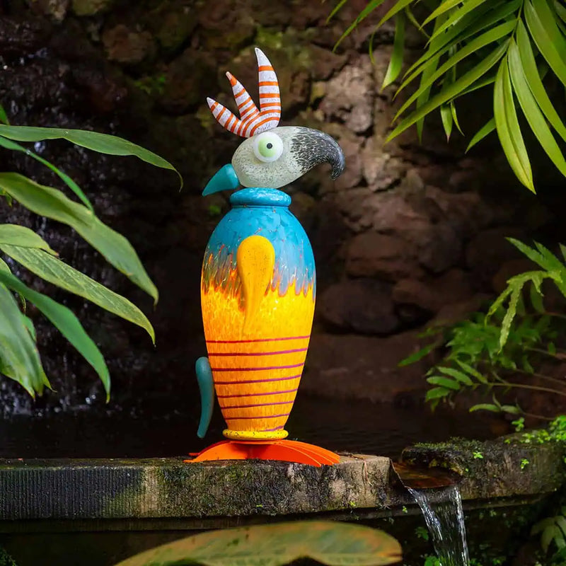 Taco the Cockatoo Art Glass Sculpture by Borowski-Yellow