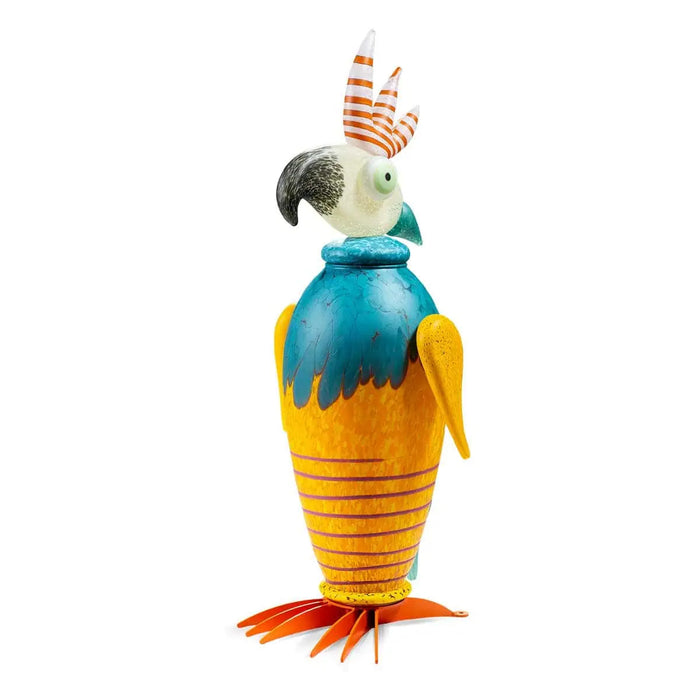 Taco the Cockatoo Art Glass Sculpture by Borowski-Yellow