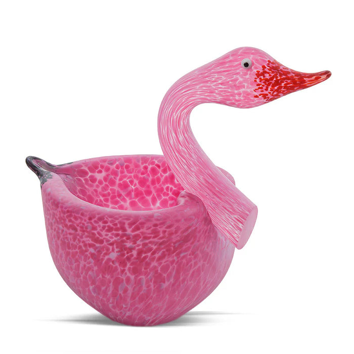 Art Glass Tender Swan Bowl by Borowski-Pink