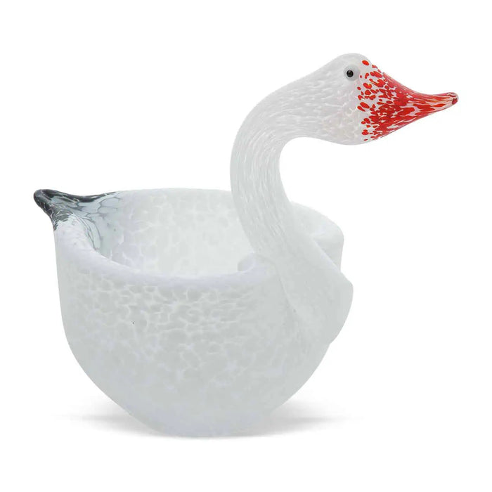 Art Glass Tender Swan Bowl by Borowski-White