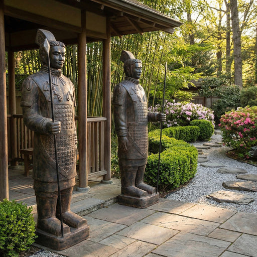 terracotta warriors in outdoor garden