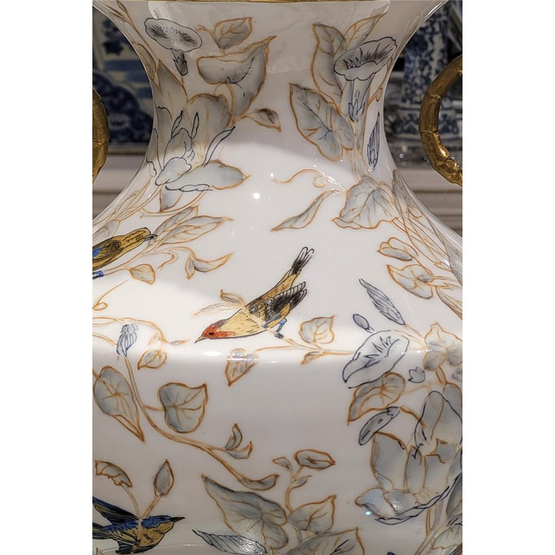 Tessa Dragonfly & Floral Vase-Porcelain & Bronze