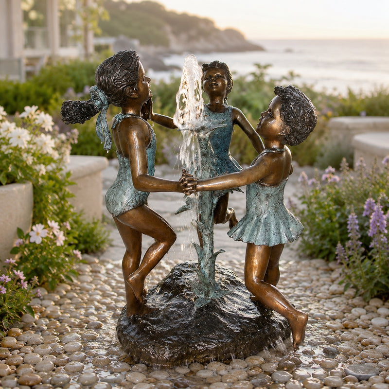 Three Girls Dancing Bronze Fountain