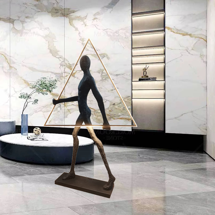 Lighted Triangle Man Floor Sculpture