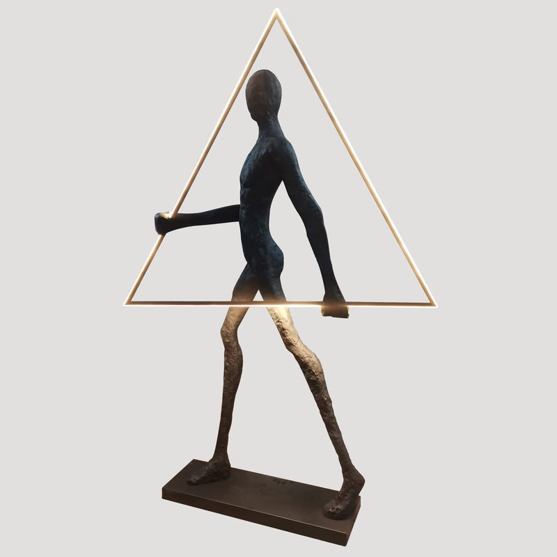 Lighted Triangle Man Floor Sculpture