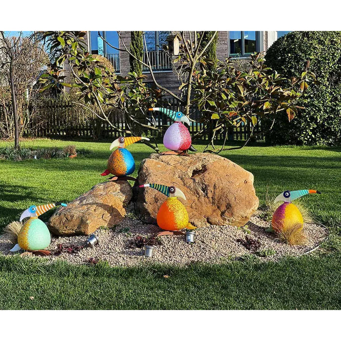 Tukano Bird Art Glass Sculpture by Borowski-Yellow