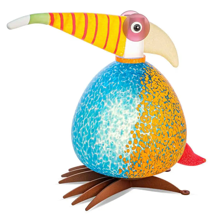 Tukano Bird Art Glass Sculpture by Borowski-Blue