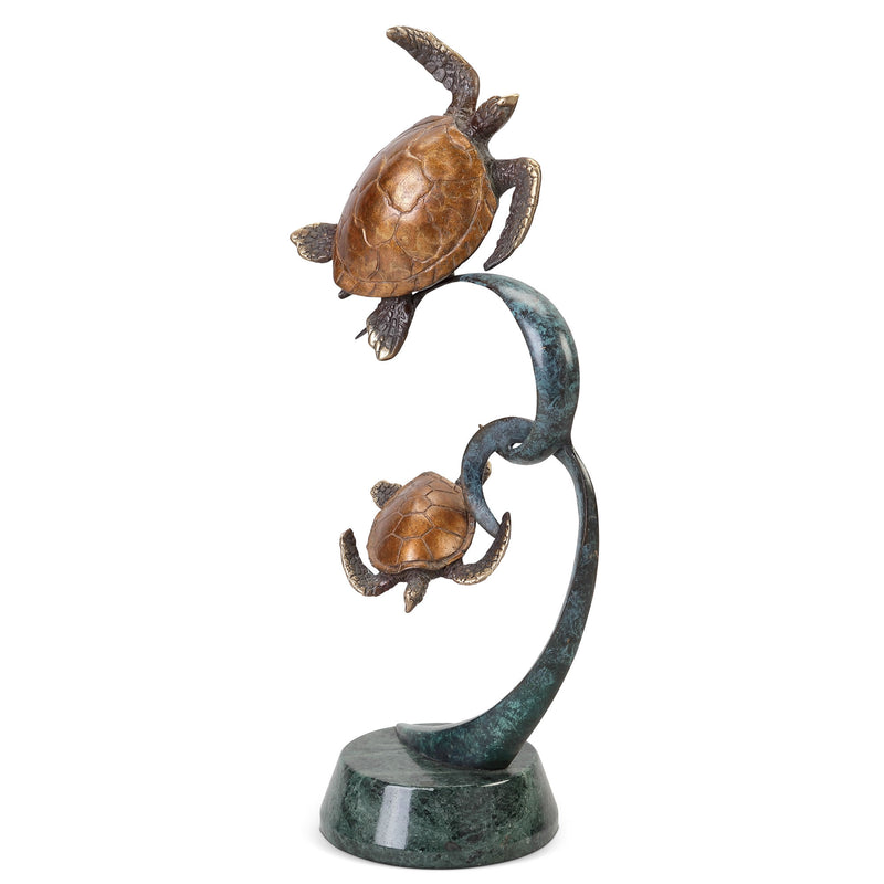Double Turtles on Ribbon Statue