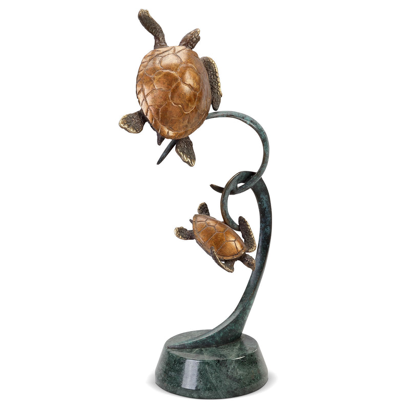 Double Turtles on Ribbon Statue