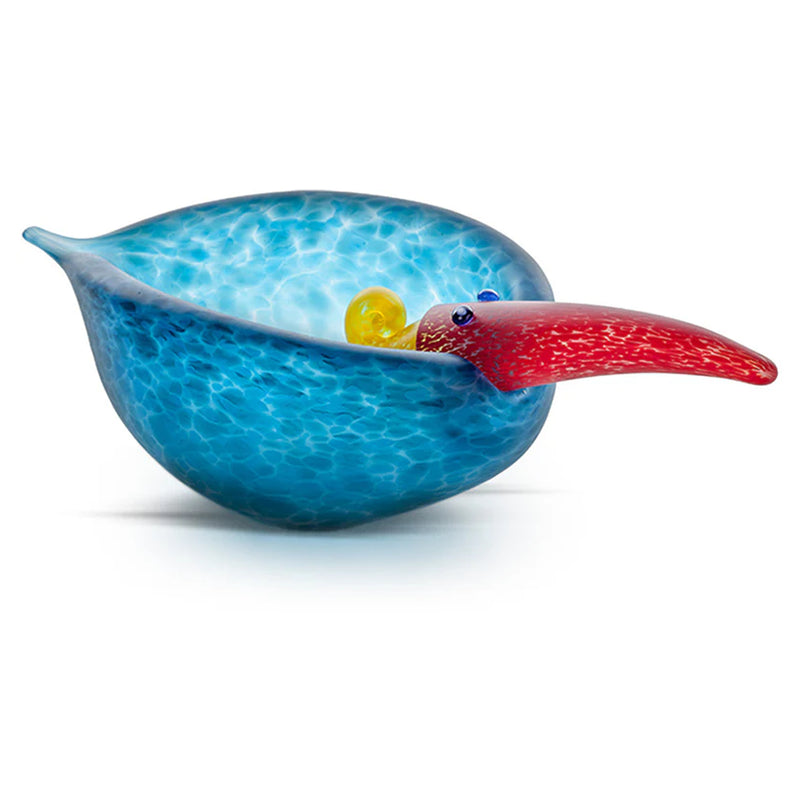 Art Glass Tweedy Bird Bowl by Borowski-Blue