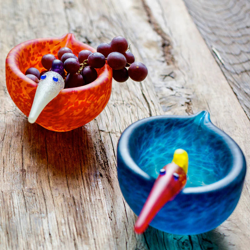 Art Glass Tweedy Bird Bowl by Borowski-Red