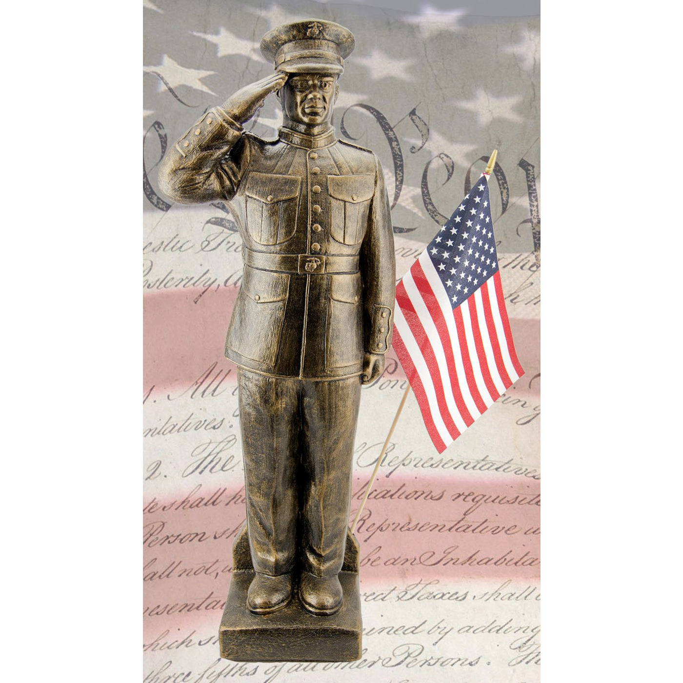 8 inch Dress Blues Bill Saluting U.S. Marine Military Garden Gnome Statue Decor