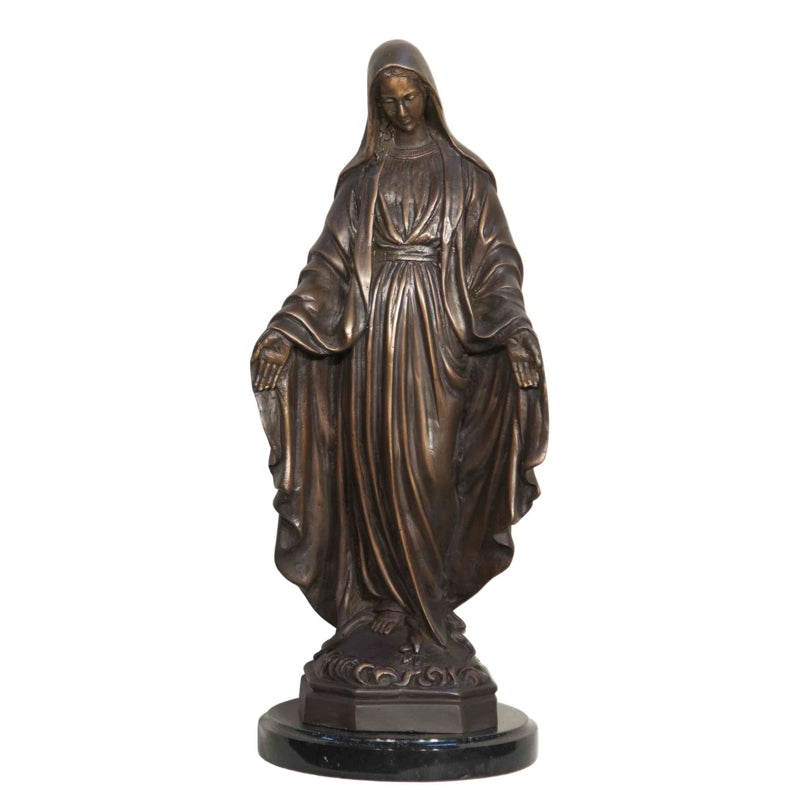 Bronze Virgin Mary Sculpture-17"H