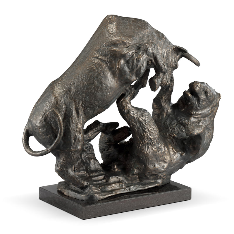 Stock Market Fighting Bull and Bear Statue