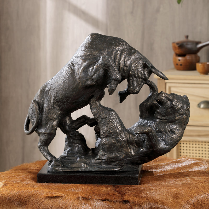 Stock Market Fighting Bull and Bear Statue