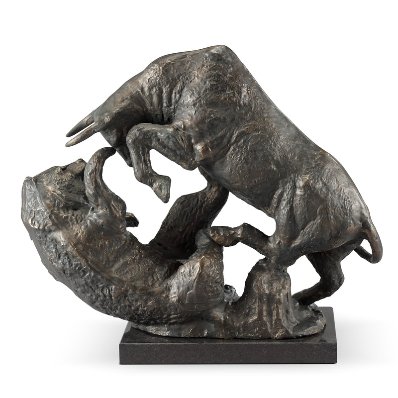 Stock Market Fighting Bull and Bear Statue