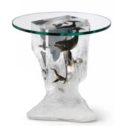 end table with whale design. white background