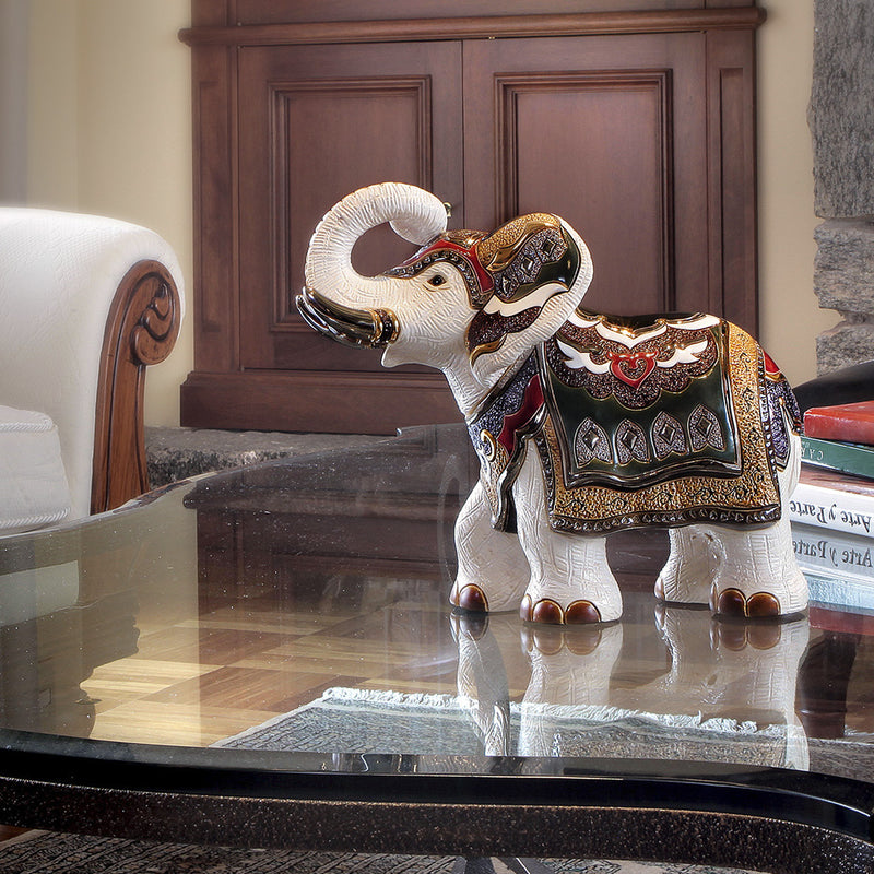 White Indian Elephant Sculpture-Ceramic
