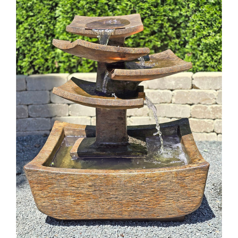 Zen Plates Fountain- Cast Stone