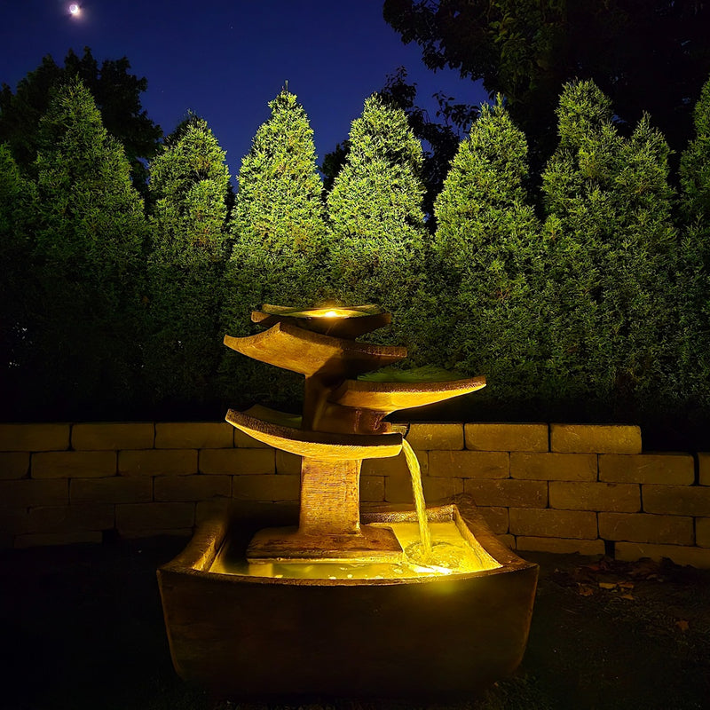 Zen Plates Fountain- Cast Stone