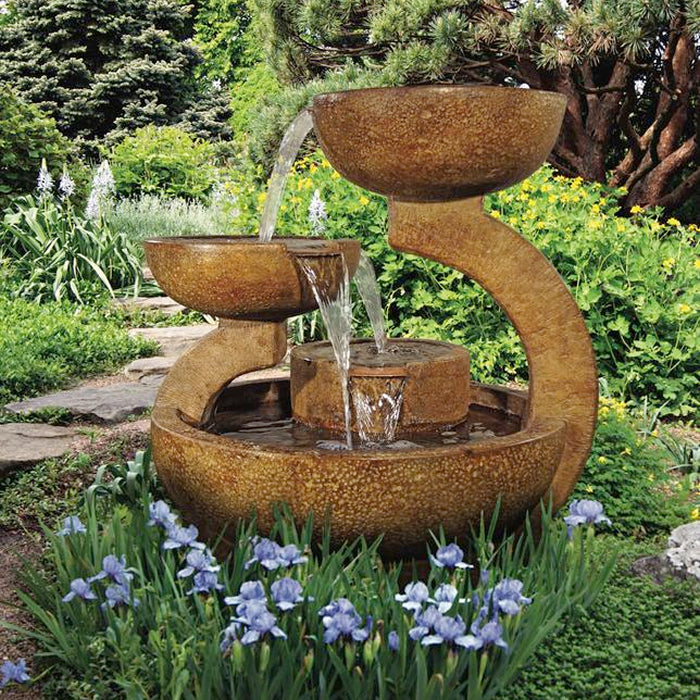 Zen Three Bowl Fountain- Cast Stone